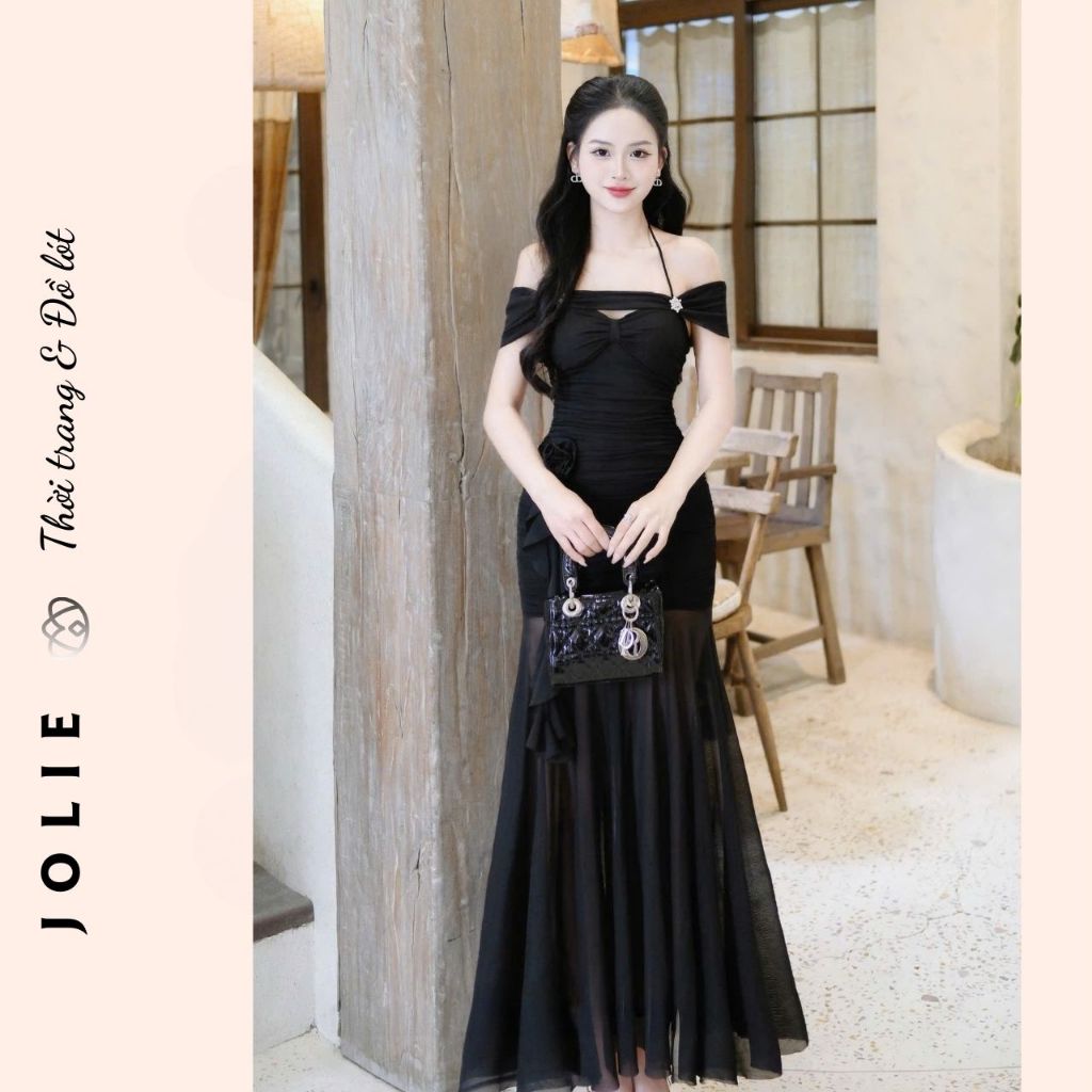 Đầm Dạ Hội Dáng Dài Cúp Ngực Phối Ren - Nàng Thơ Lộng Lẫy