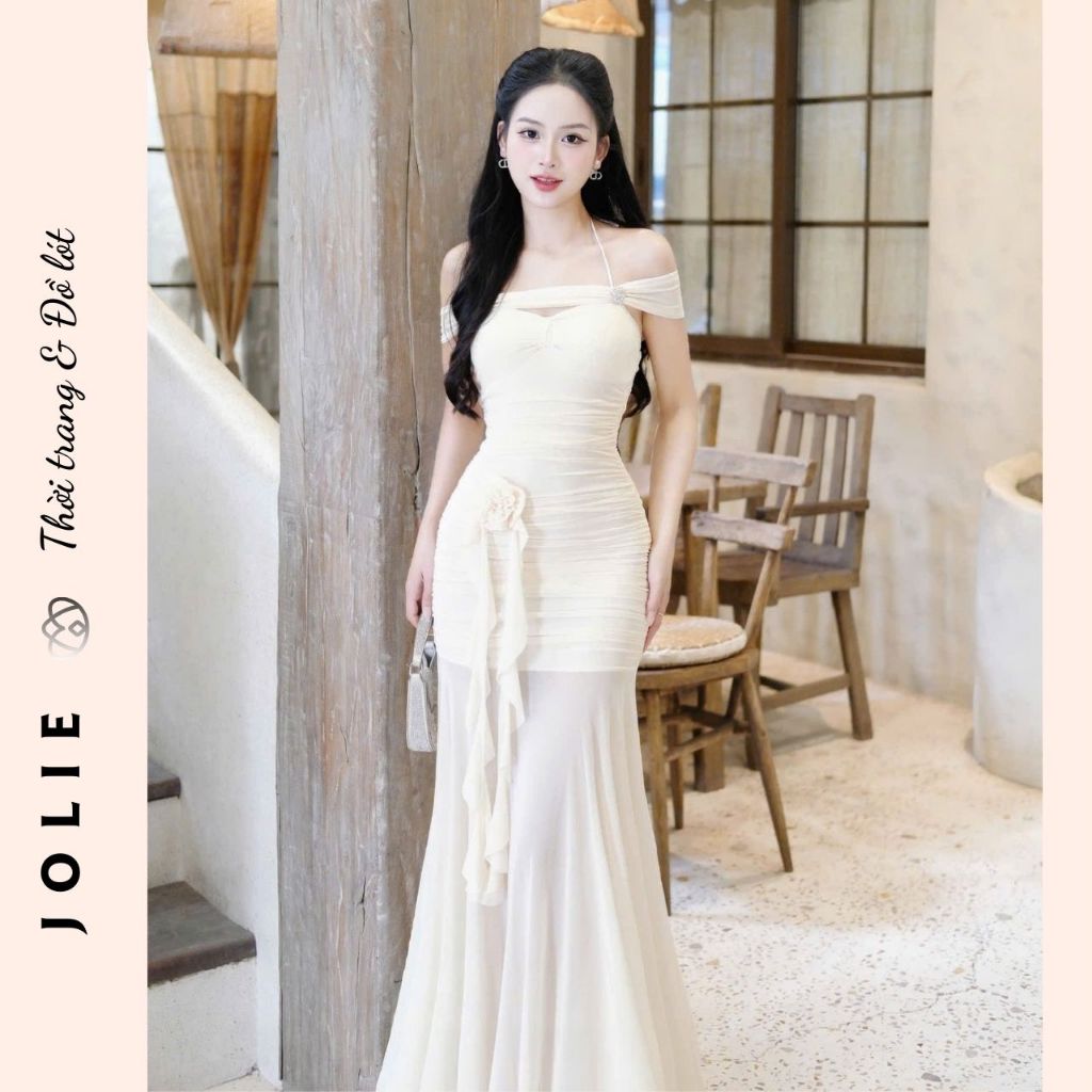 Đầm Dạ Hội Dáng Dài Cúp Ngực Phối Ren - Nàng Thơ Lộng Lẫy