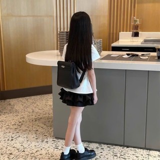 [B&G] Sét váy Áo cổ sen buộc nơ phối cùng chân váy bèo đen siêu điệu đà cho bé gái từ 10-45kg