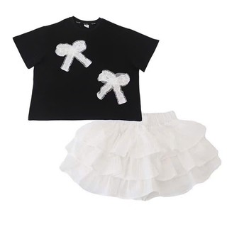 [B&G] Sét váy Áo thun oversize in hoa nổi phối cùng chân váy tầng trắng bồng bềnh bé gái từ 10-45kg