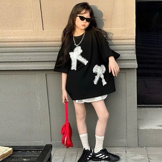 [B&G] Sét váy Áo thun oversize in hoa nổi phối cùng chân váy tầng trắng bồng bềnh bé gái từ 10-45kg