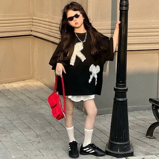 [B&G] Sét váy Áo thun oversize in hoa nổi phối cùng chân váy tầng trắng bồng bềnh bé gái từ 10-45kg