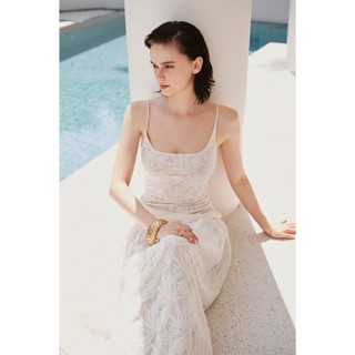 Đầm maxi OLV 2 dây dáng ôm quyến rũ Cream Lace Strappy Maxi Dress phù hợp đi biển đi chơi