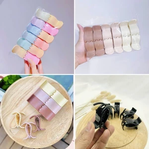 Set 12 kẹp tóc càng cua, thun cột tóc, scrunchies lụa Hàn Quốc nữ đẹp, kẹp tóc 3 5 răng, lô cuốn uốn tóc