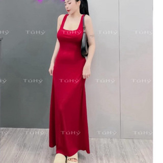 Đầm ba lỗ cổ vuông mẫu mới dáng dài maxxi / Đầm bigsize ba lỗ cổ vuông dáng xoè hàng siêu đẹp siêu chuẩn tôn dáng