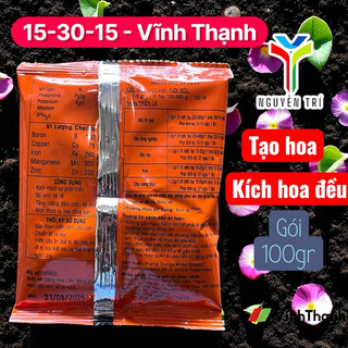 Phân bón Nutri-Gold 15-30-15 - Gói 100gr - Tăng tạo mầm hoa, kích hoa đồng loạt, phát rễ cực mạnh