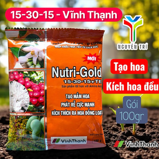 Phân bón Nutri-Gold 15-30-15 - Gói 100gr - Tăng tạo mầm hoa, kích hoa đồng loạt, phát rễ cực mạnh