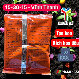 Phân bón Nutri-Gold 15-30-15 - Gói 100gr - Tăng tạo mầm hoa, kích hoa đồng loạt, phát rễ cực mạnh