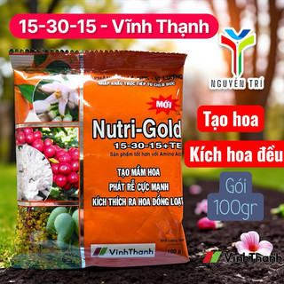 Phân bón Nutri-Gold 15-30-15 - Gói 100gr - Tăng tạo mầm hoa, kích hoa đồng loạt, phát rễ cực mạnh