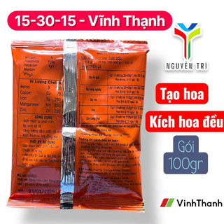 Phân bón Nutri-Gold 15-30-15 - Gói 100gr - Tăng tạo mầm hoa, kích hoa đồng loạt, phát rễ cực mạnh