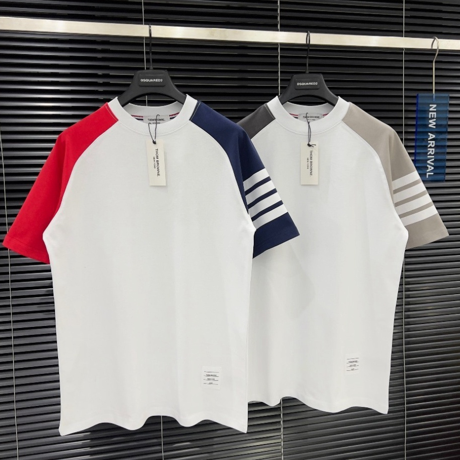 Áo thun Thom Browne 4 sọc phối vai thiết kế hot trend Nam nữ New 2024 áo hot trend 2023