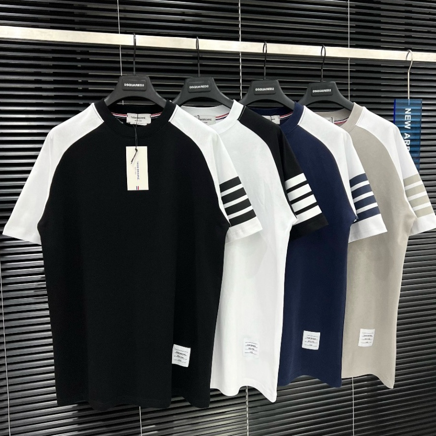 Áo thun Thom Browne 4 sọc phối vai thiết kế hot trend Nam nữ New 2024 áo hot trend 2023