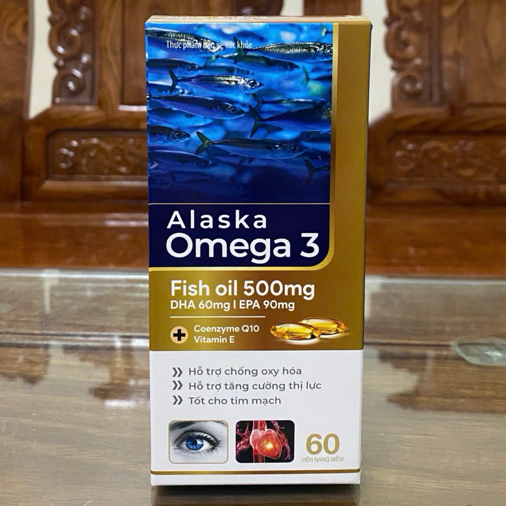 Alaska Omega 3 Fish oil 500mg DHA 60mg | EPA 90mg - Hộp 60 viên dùng 1 tháng