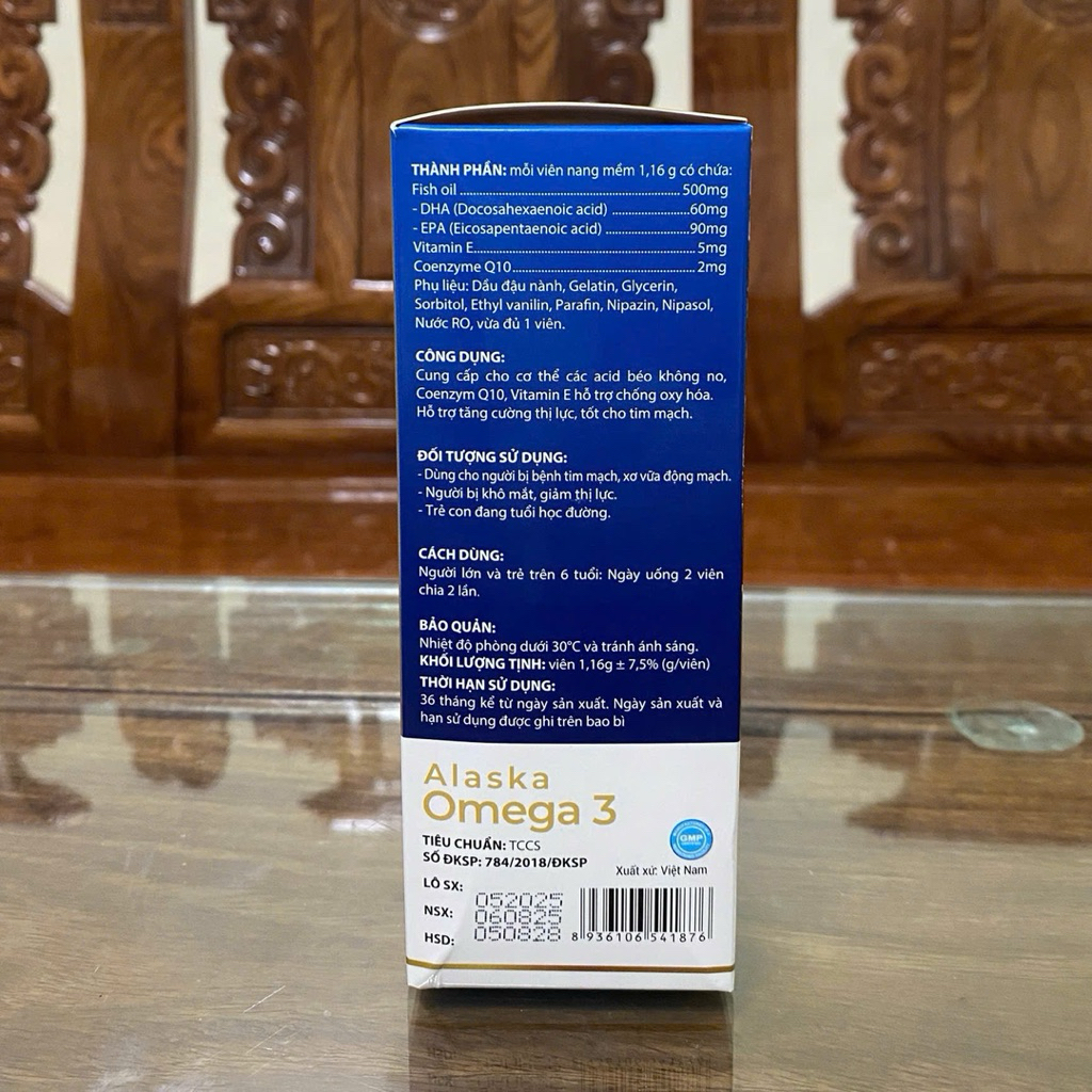 Alaska Omega 3 Fish oil 500mg DHA 60mg | EPA 90mg - Hộp 60 viên dùng 1 tháng