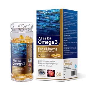 Alaska Omega 3 Fish oil 500mg DHA 60mg | EPA 90mg - Hộp 60 viên dùng 1 tháng