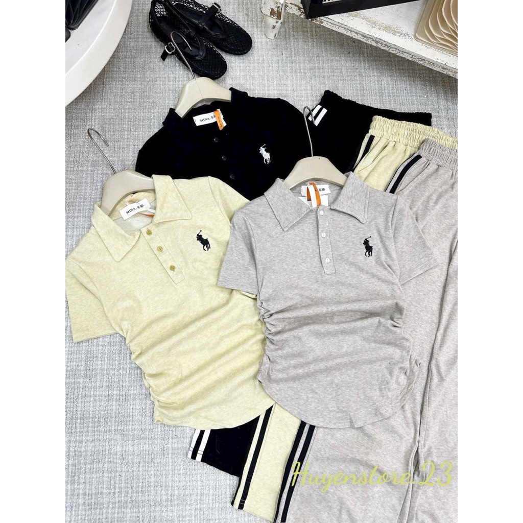 Set đồ nữ ,set bộ nữ thêu hình cộc tay mix quần thể thao ống rộng L1 By.Thanhhuyenclothings