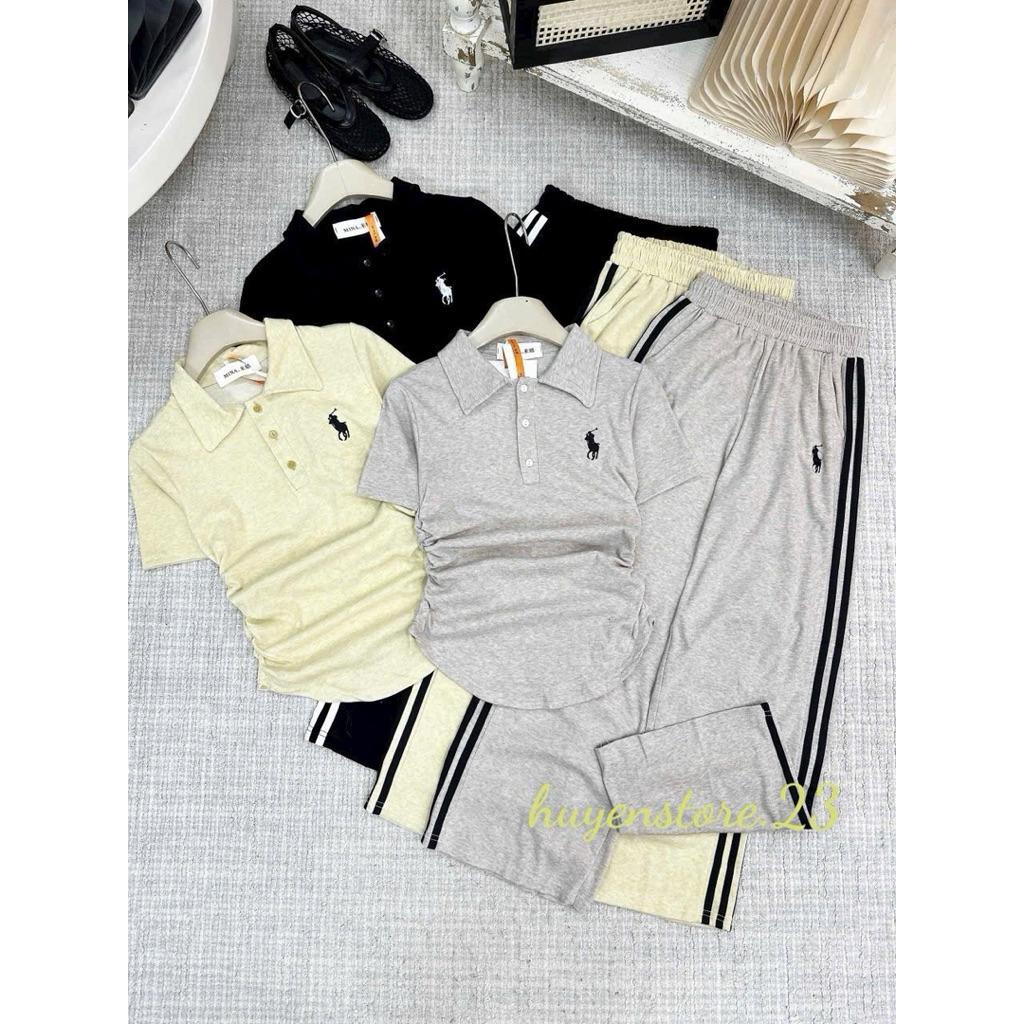 Set đồ nữ ,set bộ nữ thêu hình cộc tay mix quần thể thao ống rộng L1 By.Thanhhuyenclothings