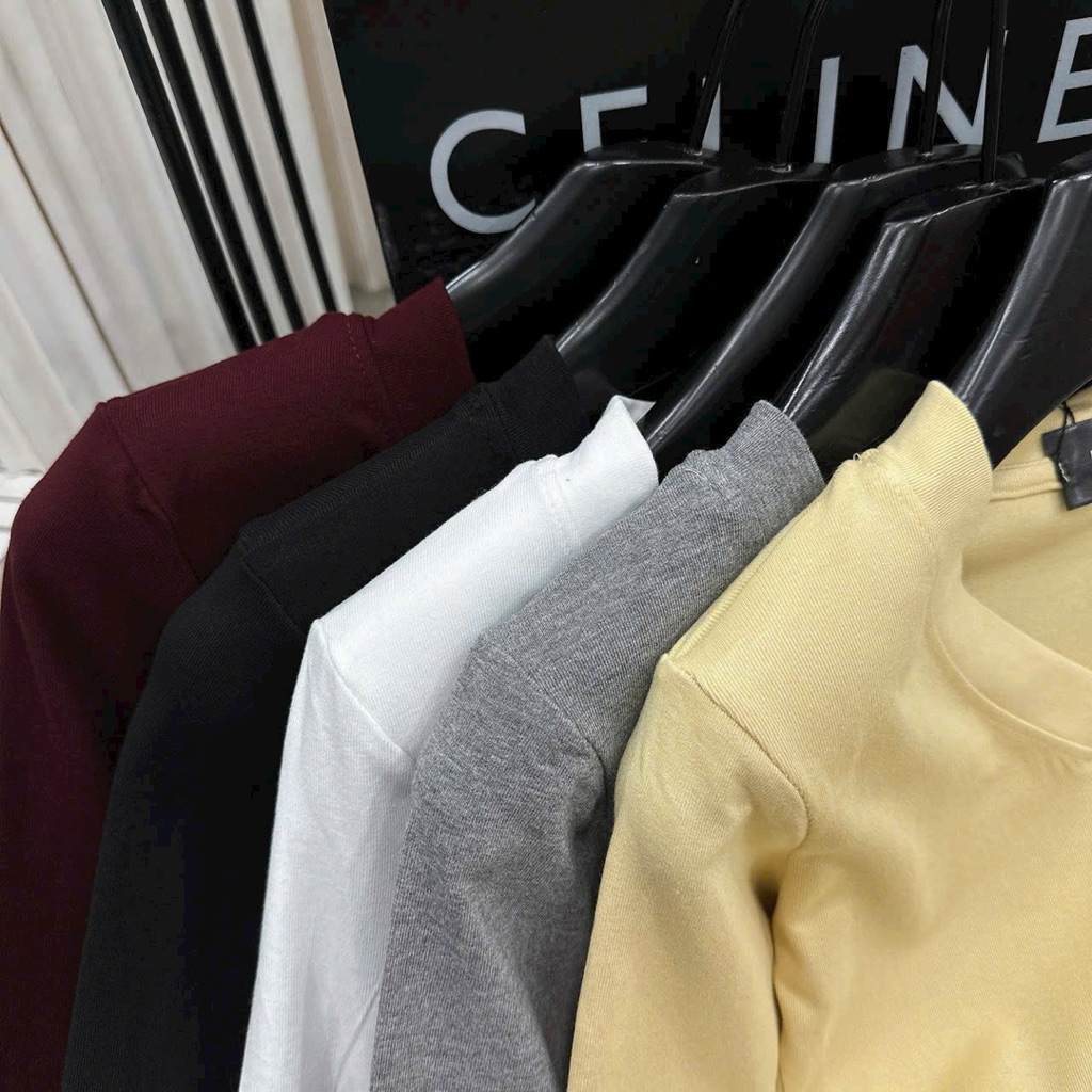 Áo thun dài tay cổ tim co dãn cotton ôm body siêu co dãn mịn mát cho nữ