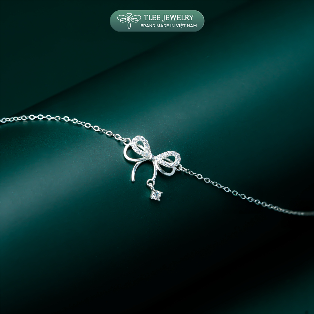 Dây chuyền bạc nữ TLEE vòng cổ hình nơ thắt treo hạt đá nhẩy nữ tính TLEE JEWELRY D0271 | BigBuy360 - bigbuy360.vn