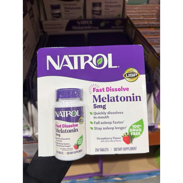 Viên ngậm Natrol Melatonin 5mg – Kẹo ngủ tự nhiên, ngủ ngon sâu giấc_Smallfamilly