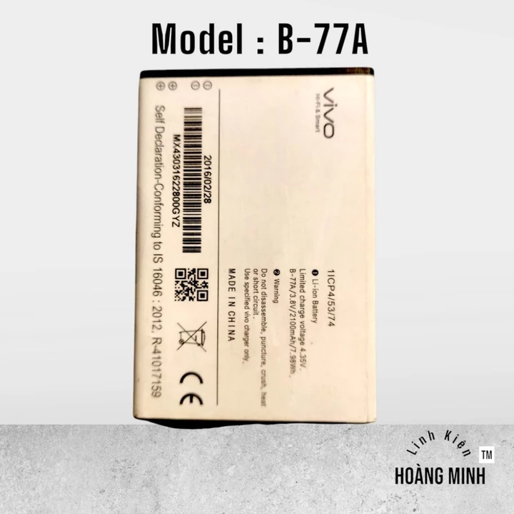 Pin Vivo Y28 ( Cũ) - B 77A - 2100mAh Đã Qua Sử Dụng [1547]