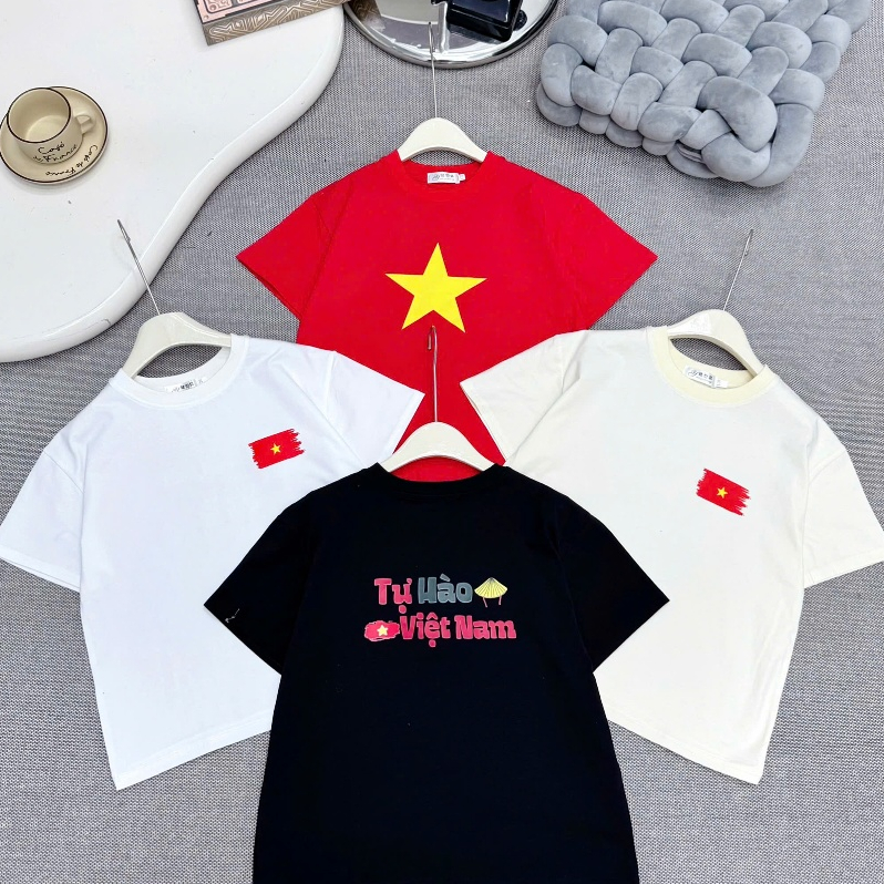 Áo cờ đỏ sao vàng 12-85kg chất cotton mềm mịn cao cấp Kenkids