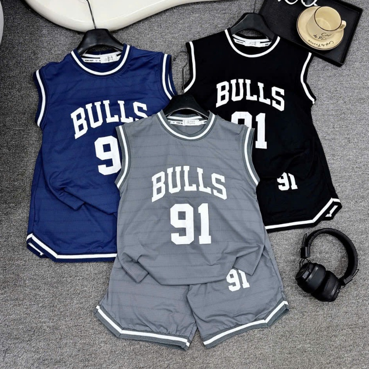 [XẢ KHO] Bộ Sát Nách Bé Trai 18–70kg BULLS 91, Vải Thông Hơi Mềm Mát 3 Màu [KB09]