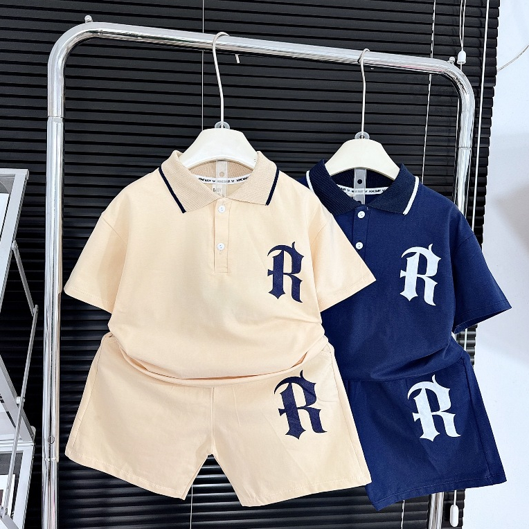 [XẢ KHO] Bộ cotton bé trai chữ R 16-43kg