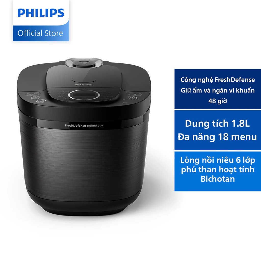 Nồi Cơm Điện Tử Philips HD4814/31 | HD4719/32 1.8L Lòng Nồi 6 Lớp Nhiệt 3D- 860W
