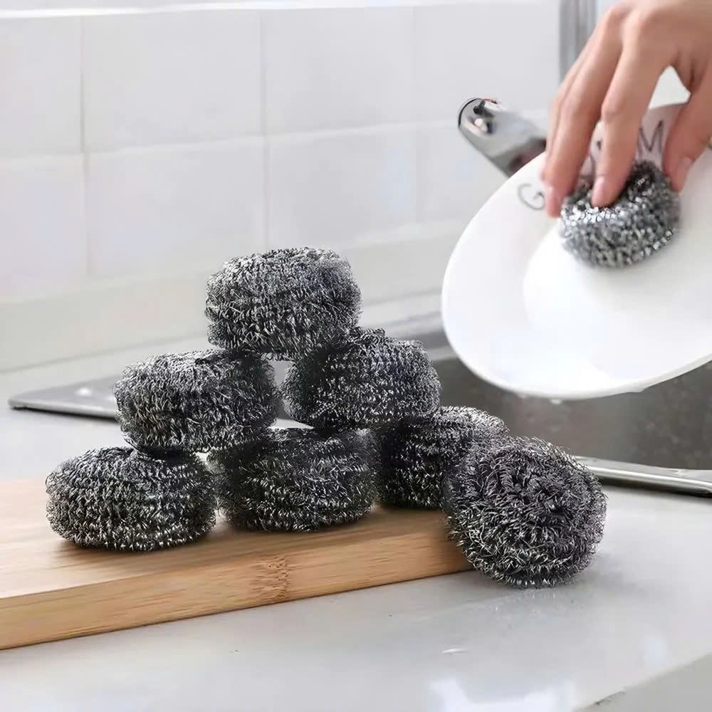 Bộ 6 Miếng Chà Nồi Bằng Thép Không Gỉ Đa Năng Tiện Dụng Cho Gia Đình