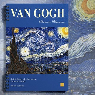 Sổ vở còng nhựa hai đầu thay được giấy B5 A5 -120 trang Vicent VAN Gogh + Ruột sổ còng BONZAI