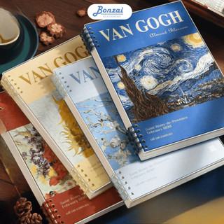 Sổ vở còng nhựa hai đầu thay được giấy B5 A5 -120 trang Vicent VAN Gogh + Ruột sổ còng BONZAI