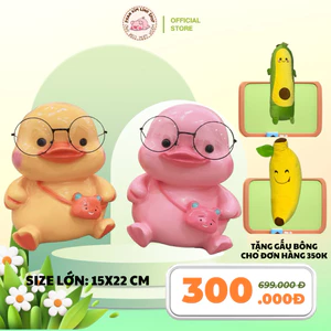 Ống heo tiết kiệm hình vịt kèm kính quà tặng đáng yêu 15x22cm