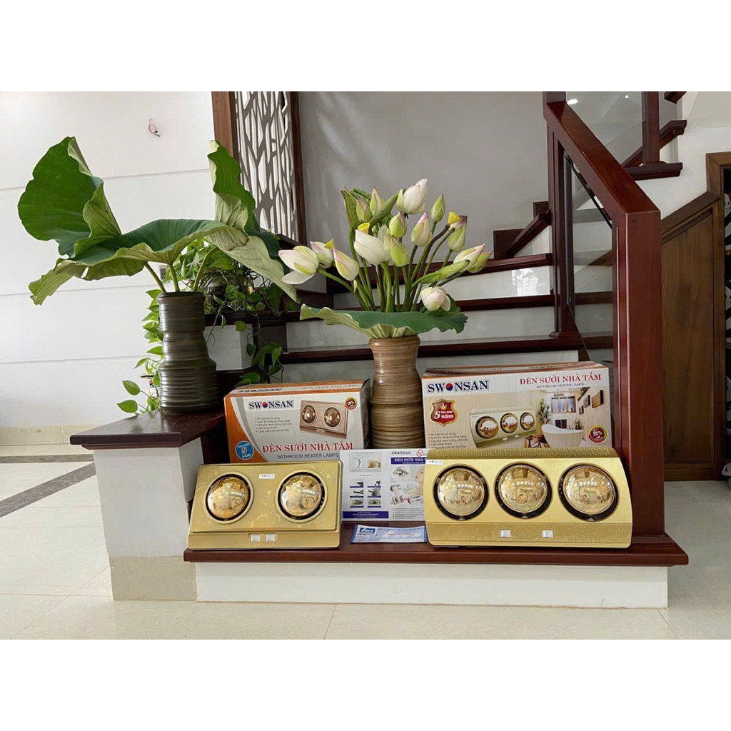 Đèn Sưởi Nhà Tắm Treo Tường Cao Cấp, 2 Bóng SWONSAN, Chống Cháy Nổ - Siêu Tiết Kiệm Điện Năng