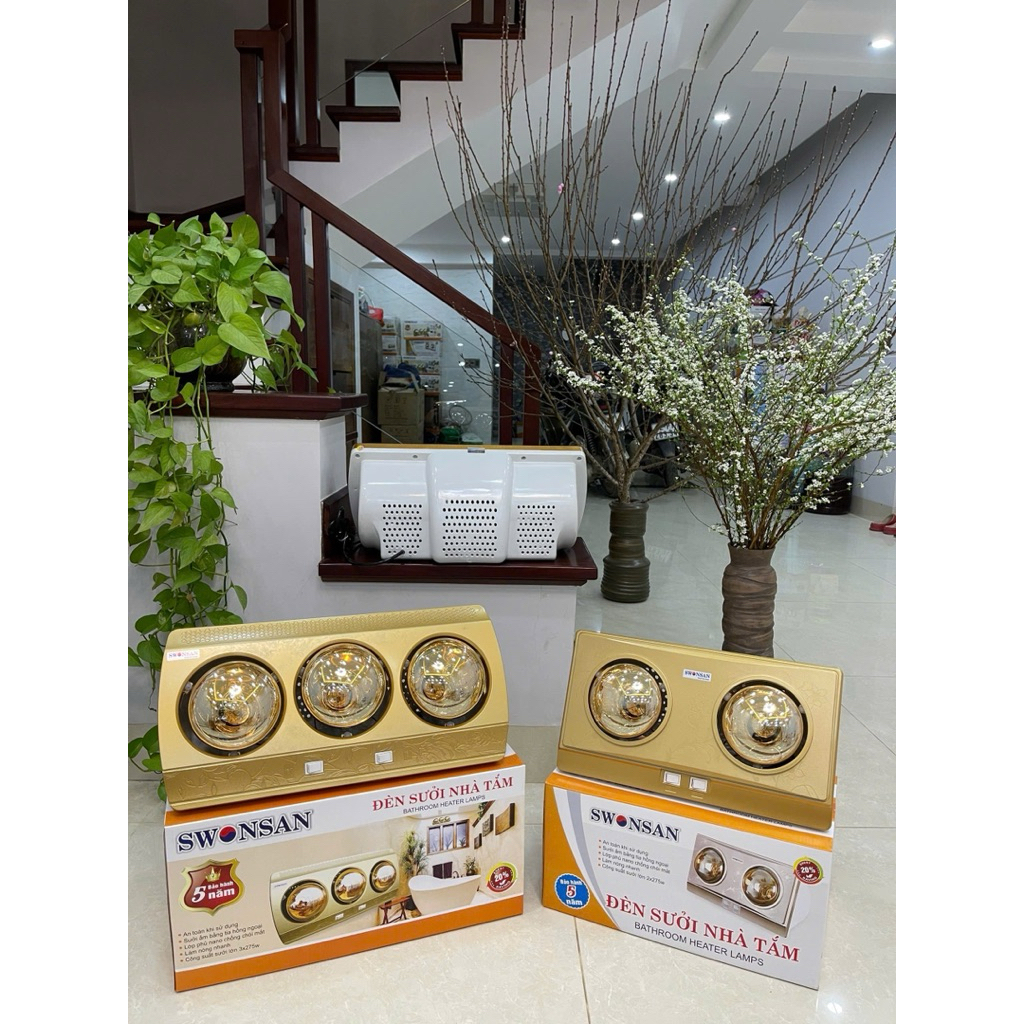 Đèn Sưởi Nhà Tắm Treo Tường Cao Cấp, 2 Bóng SWONSAN, Chống Cháy Nổ - Siêu Tiết Kiệm Điện Năng