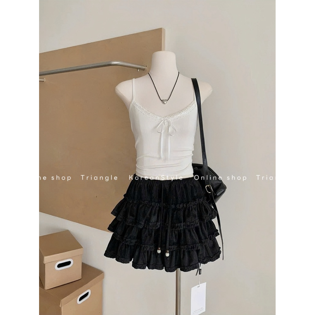 TRIANGLE - Likey Skirt (Cân nhắc kỹ, return is not welcomed)- Chân váy tầng Hàn Quốc dáng xoè ngắn trên gối