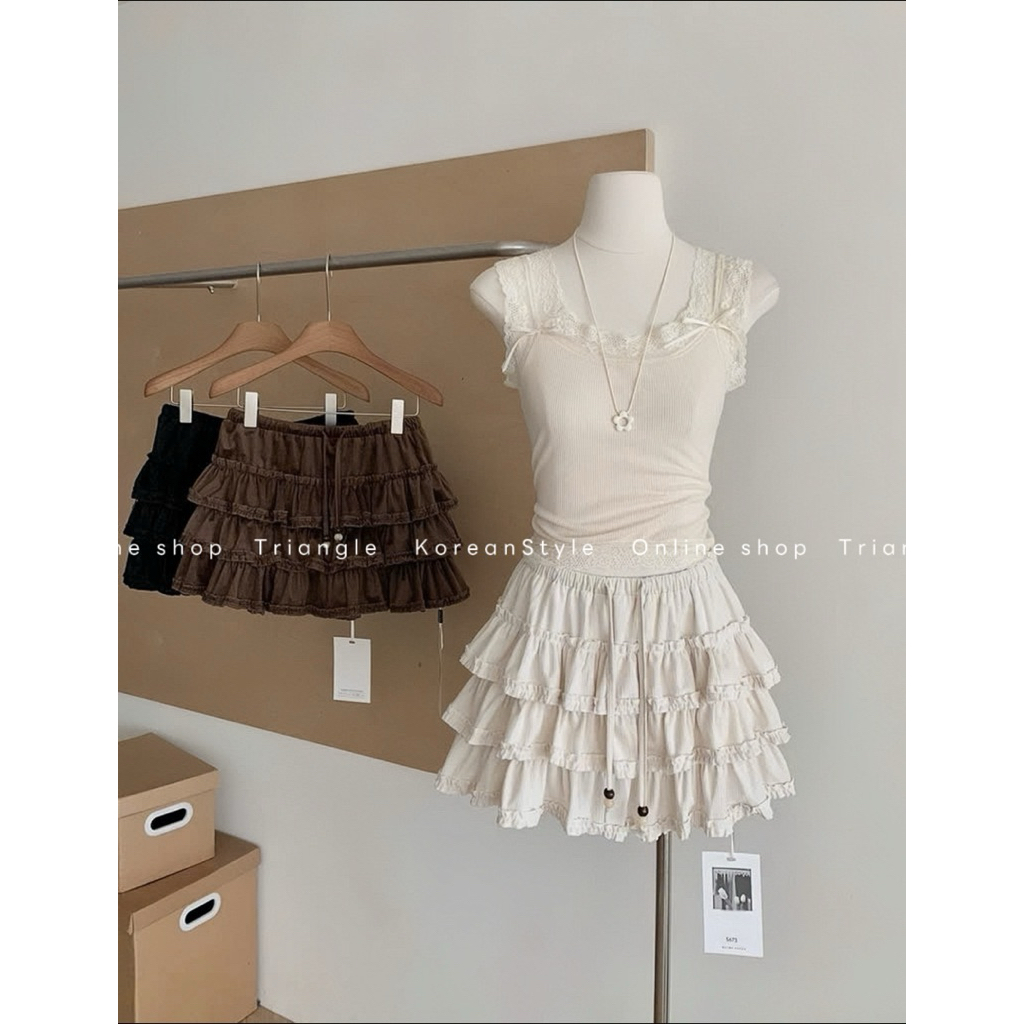 TRIANGLE - Likey Skirt (Cân nhắc kỹ, return is not welcomed)- Chân váy tầng Hàn Quốc dáng xoè ngắn trên gối