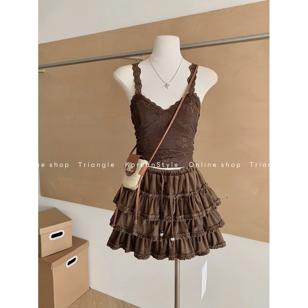 TRIANGLE - Likey Skirt (Cân nhắc kỹ, return is not welcomed)- Chân váy tầng Hàn Quốc dáng xoè ngắn trên gối