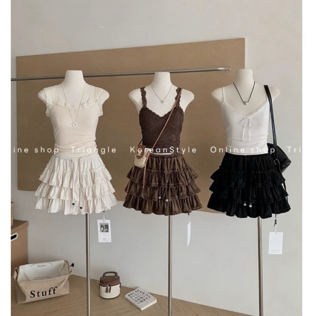 TRIANGLE - Likey Skirt (Cân nhắc kỹ, return is not welcomed)- Chân váy tầng Hàn Quốc dáng xoè ngắn trên gối