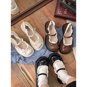 Giày đế bằng dành cho nữ 2025, giày Mary Jane mũi tròn phối viền nơ dành cho nữ Ms H159