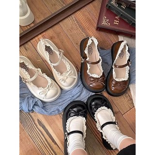 [ LÙI 1SZ] Giày đế bằng dành cho nữ 2025, giày Mary Jane mũi tròn phối viền nơ dành cho nữ Ms H159