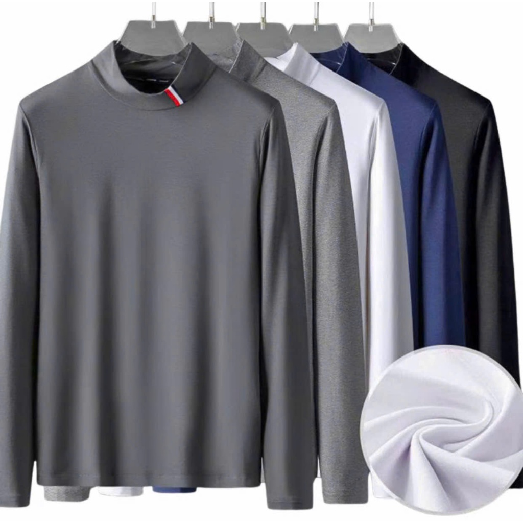 Áo Thun Giữ Nhiệt Nam Dài Tay Cổ 3 cm, Áo Lót Giữ Ấm Thu Đông, Vải Thun Co Giãn Tốt, Màu Sắc Trẻ Trung Basic.
