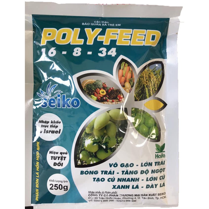 Phân bón HAIFA Poly-feed 16-8-34+TE VÔ GẠO-LỚN  BÓNG TRÁI-TĂNG ĐỘ NGỌT- XANH DÀY LÁ- SÁNG BÔNG