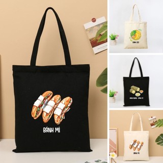 Túi tote, Túi vải bố canvas cotton Ẩm thực Việt Nam đeo vai đi học đi chơi thời trang hàn quốc đựng vừa A4 - tot2016