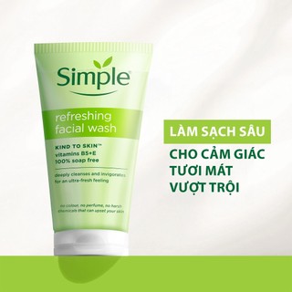 Combo Sữa rửa mặt Simple Refreshing Facial Wash (150ml) + Nước tẩy trang Simple Micellar Water (200ml)