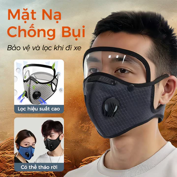 Khẩu trang bảo vệ than hoạt tính có mặt nạ tháo rời, phù hợp cho cả nam và nữ, có van thở, bông lọc có thể thay thế, dễ