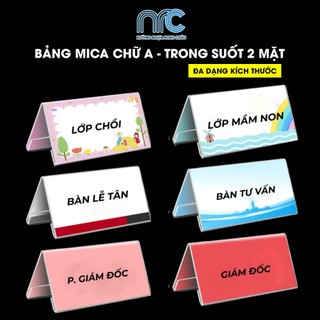 Combo 2 Bảng tên để bàn làm việc, Bảng chức danh chữ A trong suốt 2 mặt - Đa dạng kích thước