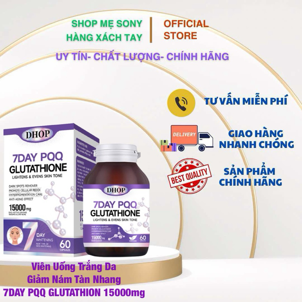 Viên Uống Trắng Da, Giảm Nám Tàn Nhang 7DAY PQQ GLUTATHIONE DHOP