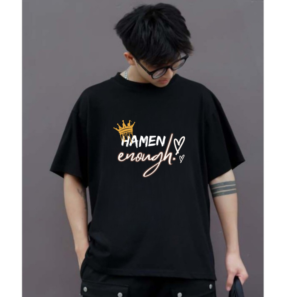 Áo Thun Cotton Nam Nữ Form Rộng In Nhiệt Hamen Enough Unisex Cá Tính, Co Giãn 4 Chiều Thấm Hút Mồ Hôi