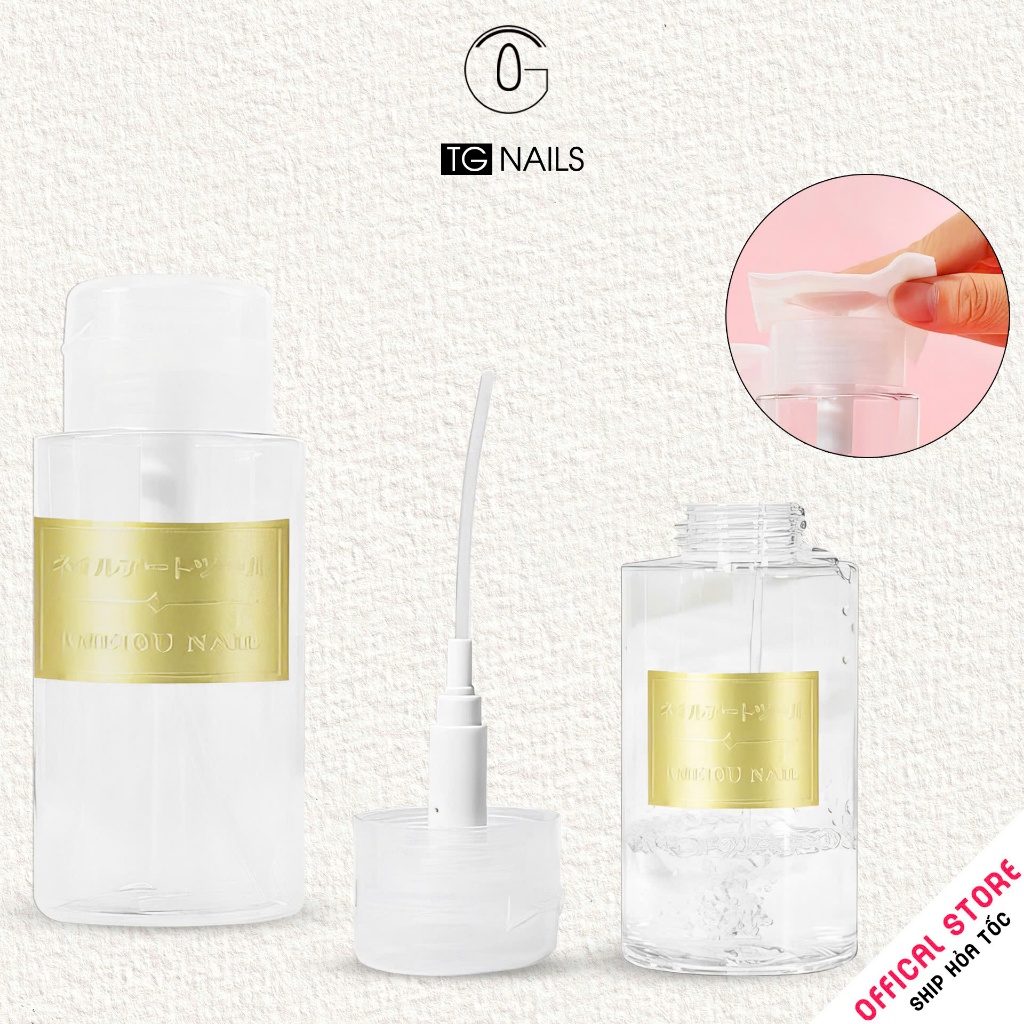 Lọ rỗng đựng dung dịch axeton, nước lau gel nail tem vàng 300ml